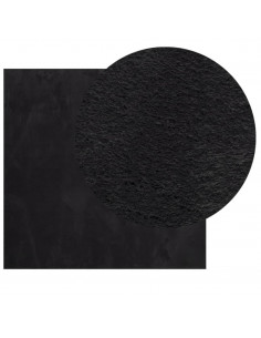 Tappeto a Pelo Corto HUARTE Morbido e Lavabile Nero 120x120cm 2