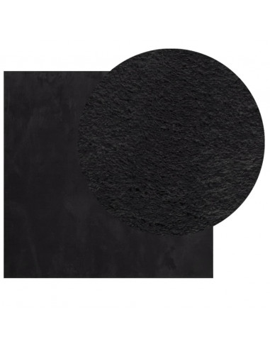 Tappeto a Pelo Corto HUARTE Morbido e Lavabile Nero 120x120cm
