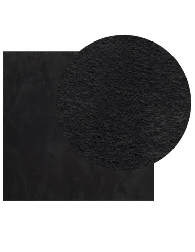 Tappeto a Pelo Corto HUARTE Morbido e Lavabile Nero 200x200cm