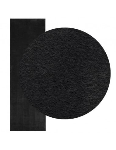 Tappeto a Pelo Corto HUARTE Morbido e Lavabile Nero 80x250 cm