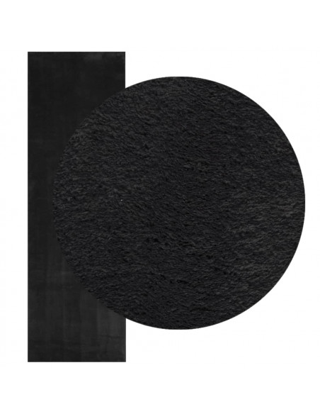 Tappeto a Pelo Corto HUARTE Morbido e Lavabile Nero 80x250 cm