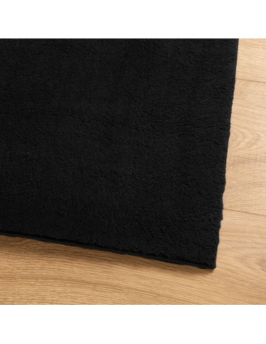 Tappeto a Pelo Corto HUARTE Morbido e Lavabile Nero 80x250 cm