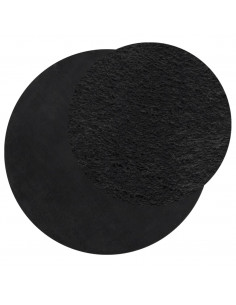 Tappeto a Pelo Corto HUARTE Morbido e Lavabile Nero Ø 200 cm 2