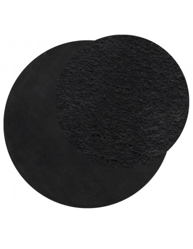 Tappeto a Pelo Corto HUARTE Morbido e Lavabile Nero Ø 120 cm