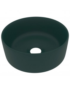 Lavandino Lusso Rotondo Verde Scuro Opaco 40x15 cm in Ceramica 2