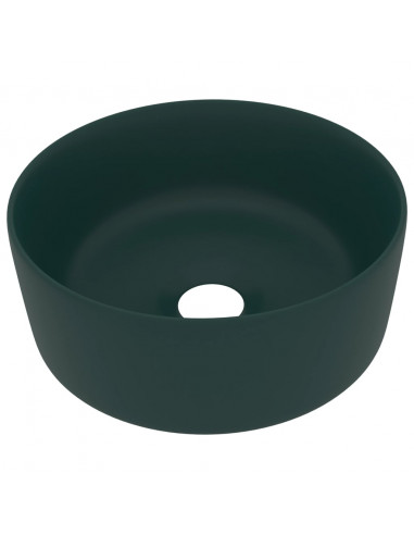 Lavandino Lusso Rotondo Verde Scuro Opaco 40x15 cm in Ceramica