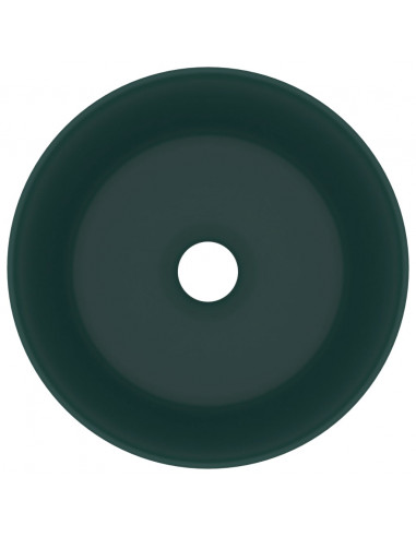 Lavandino Lusso Rotondo Verde Scuro Opaco 40x15 cm in Ceramica