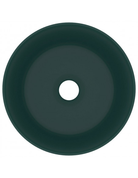 Lavandino Lusso Rotondo Verde Scuro Opaco 40x15 cm in Ceramica