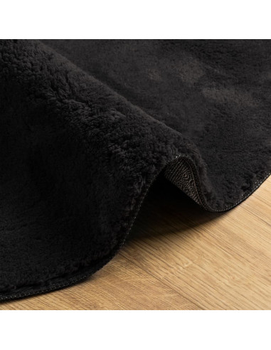 Tappeto a Pelo Corto HUARTE Morbido e Lavabile Nero Ø 120 cm