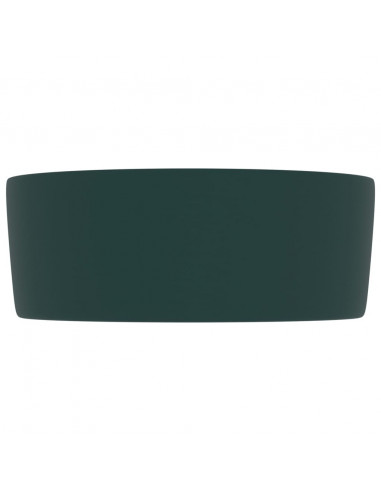 Lavandino Lusso Rotondo Verde Scuro Opaco 40x15 cm in Ceramica