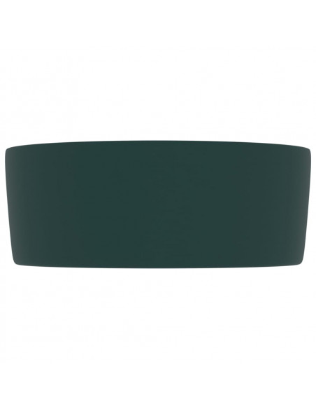 Lavandino Lusso Rotondo Verde Scuro Opaco 40x15 cm in Ceramica