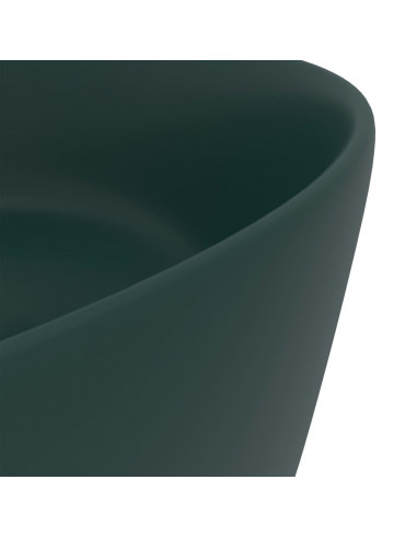 Lavandino Lusso Rotondo Verde Scuro Opaco 40x15 cm in Ceramica