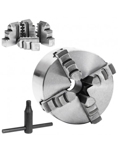 Mandrino per Tornio a 4 Griffe Autocentrante 100 mm in Acciaio