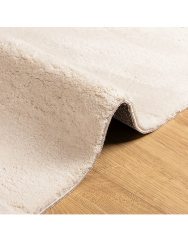 Tappeto a Pelo Corto HUARTE Morbido e Lavabile Beige 80x250 cm