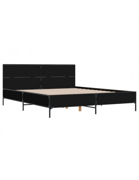 Giroletto Nero 140x190 cm in Legno Multistrato e Metallo