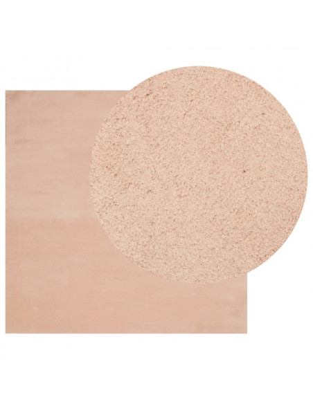 Tappeto a Pelo Corto HUARTE Morbido e Lavabile Rosato 120x120cm