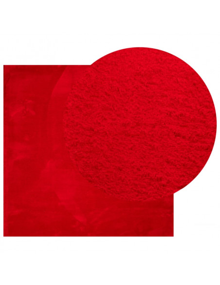 Tappeto a Pelo Corto HUARTE Morbido e Lavabile Rosso 120x120cm