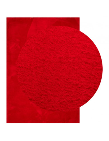 Tappeto a Pelo Corto HUARTE Morbido e Lavabile Rosso 140x200cm