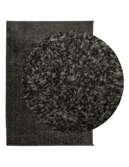 Tappeto a Pelo Lucido Lungo ISTAN Effetto Antracite 140x200 cm