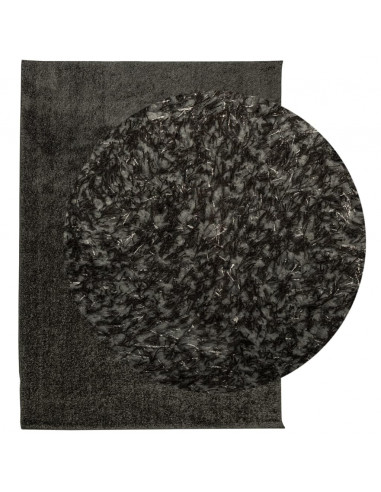 Tappeto a Pelo Lucido Lungo ISTAN Effetto Antracite 200x280 cm