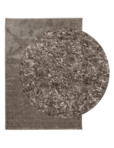 Tappeto a Pelo Lucido Lungo ISTAN Effetto Grigio 120x170 cm