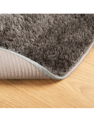 Tappeto a Pelo Lucido Lungo ISTAN Effetto Grigio Ø 80 cm