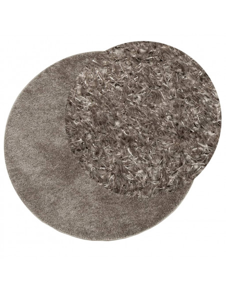 Tappeto a Pelo Lucido Lungo ISTAN Effetto Grigio Ø 120 cm