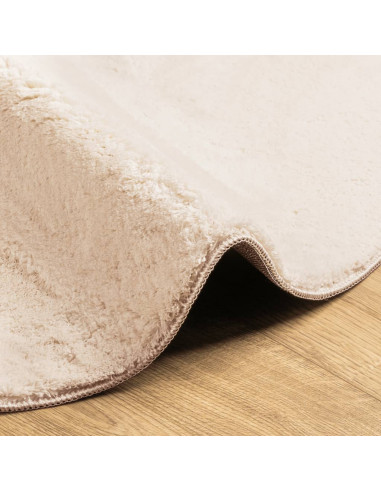 Tappeto a Pelo Corto HUARTE Morbido e Lavabile Beige Ø 80 cm