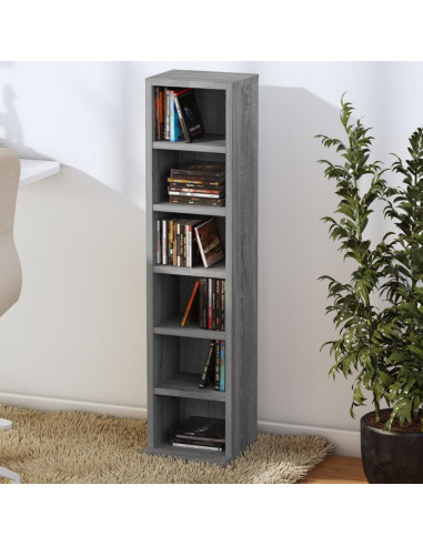 Mobile Porta CD Grigio Sonoma 21x20x88 cm in Legno Multistrato