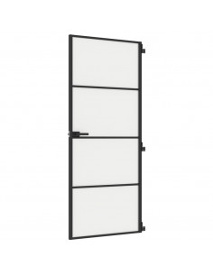 Porta Interni Sottile Nera 83x201,5cm Vetro Temperato Alluminio 2