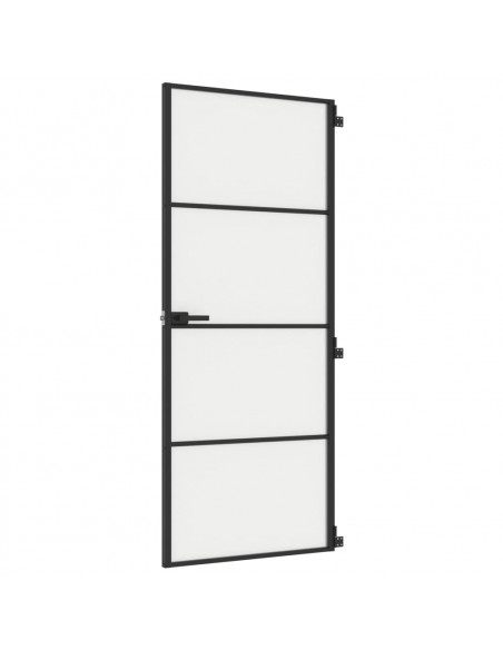 Porta Interni Sottile Nera 83x201,5cm Vetro Temperato Alluminio