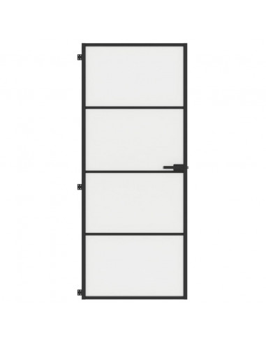Porta Interni Sottile Nera 83x201,5cm Vetro Temperato Alluminio