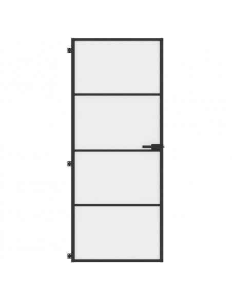 Porta Interni Sottile Nera 83x201,5cm Vetro Temperato Alluminio