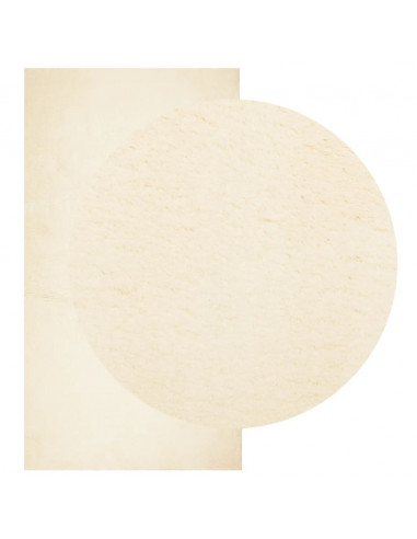 Tappeto a Pelo Corto HUARTE Morbido e Lavabile Crema 80x150 cm