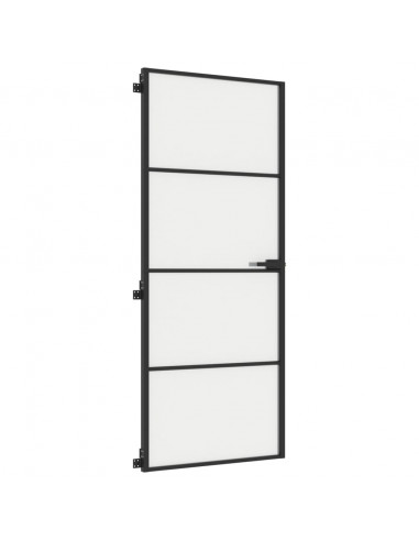 Porta Interni Sottile Nera 83x201,5cm Vetro Temperato Alluminio