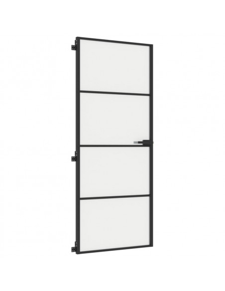 Porta Interni Sottile Nera 83x201,5cm Vetro Temperato Alluminio
