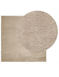 Tappeto a Pelo Corto HUARTE Morbido e Lavabile Sabbia 160x160cm 2