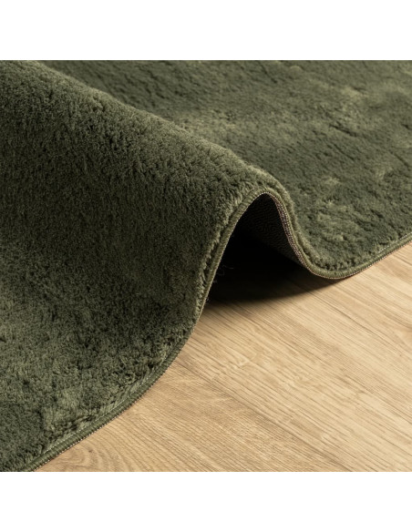 Tappeto Pelo Corto HUARTE Morbido Lavabile Verde Bosco 80x250cm