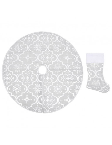 Gonna Albero Natale Raffinata con Calza Bianca Tessuto 90 cm