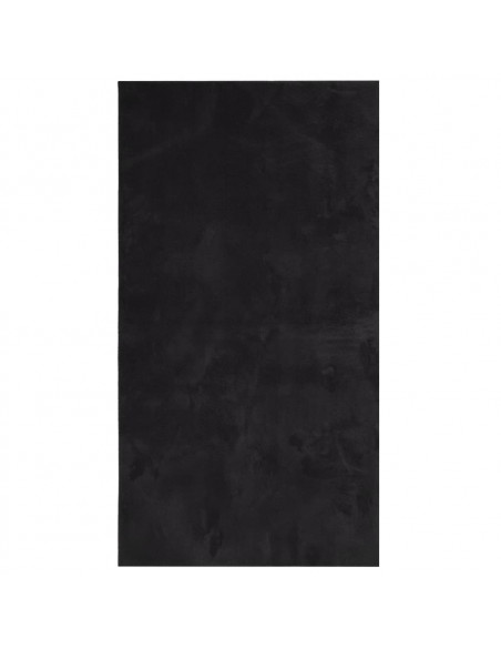 Tappeto a Pelo Corto HUARTE Morbido e Lavabile Nero 60x110 cm