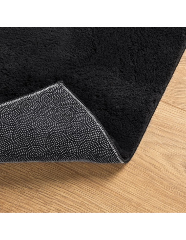 Tappeto a Pelo Corto HUARTE Morbido e Lavabile Nero 60x110 cm