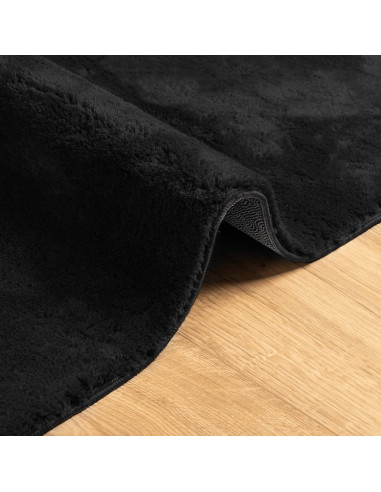 Tappeto a Pelo Corto HUARTE Morbido e Lavabile Nero 60x110 cm