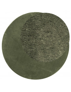 Tappeto Pelo Corto HUARTE Morbido Lavabile Verde Bosco Ø 80 cm 2