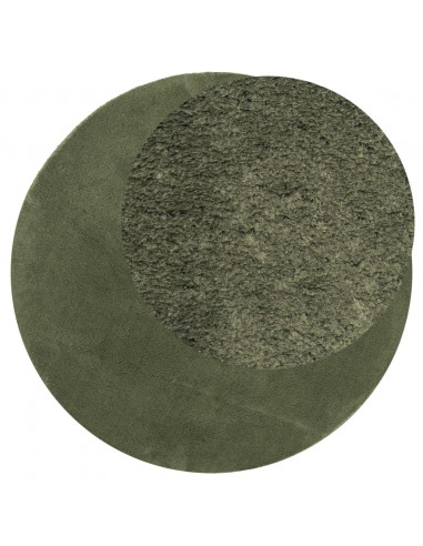 Tappeto Pelo Corto HUARTE Morbido Lavabile Verde Bosco Ø 80 cm