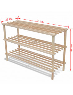 Scarpiere a 3 Livelli 2 pz in Legno Massello di Abete