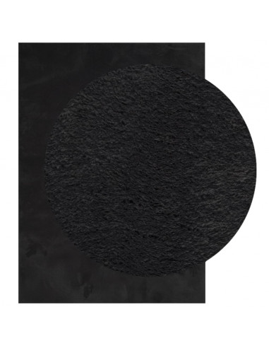 Tappeto a Pelo Corto HUARTE Morbido e Lavabile Nero 140x200cm