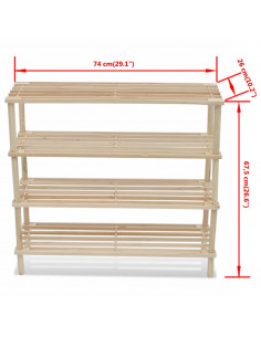 Scarpiere a 4 Livelli 2 pz in Legno Massello di Abete
