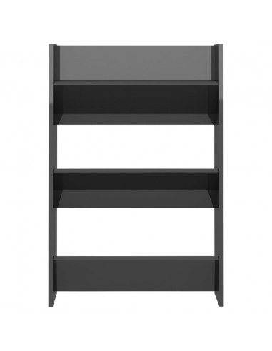 Scarpiere a Muro 2pz Grigio Lucido 60x18x90cm Legno Multistrato