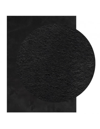 Tappeto a Pelo Corto HUARTE Morbido e Lavabile Nero 160x230cm
