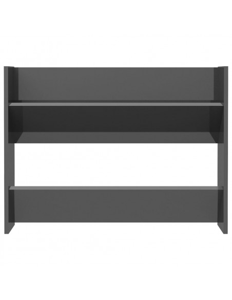 Scarpiere a Muro 2pz Grigio Lucido 80x18x60cm Legno Multistrato